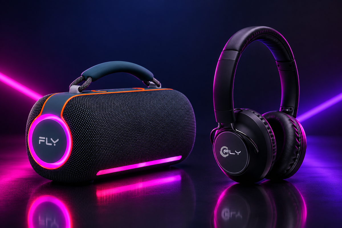 FLY Audio - Banner Tecnología Neon Elegante
